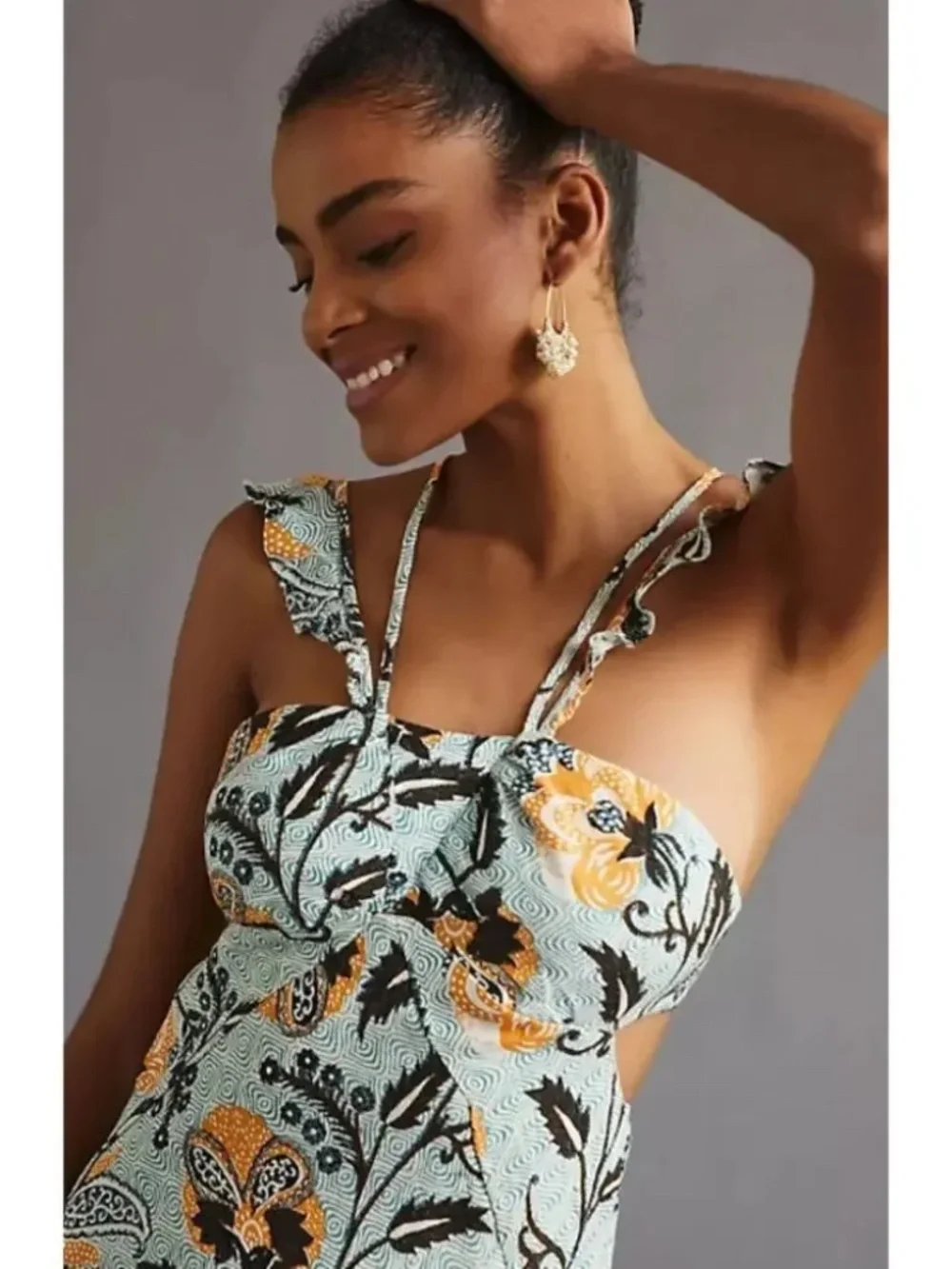 Anthropologie Halter Ruffle Midi Dress